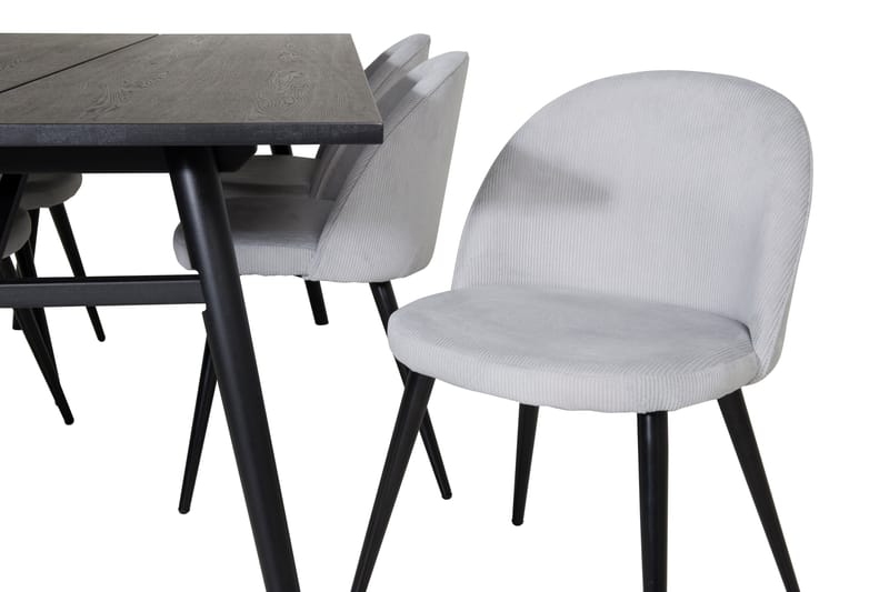 Zenazmi Matgrupp 195 cm inkl 6 Valeri Manchesterstolar - Svart/Grå - Möbler - Bord & matgrupp - Matgrupp