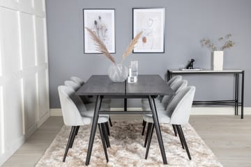 Zenazmi Matgrupp 195 cm inkl 6 Valeri Manchesterstolar - Svart/Grå - Möbler - Bord & matgrupp - Matgrupp