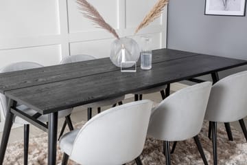 Zenazmi Matgrupp 195 cm inkl 6 Valeri Manchesterstolar - Svart/Grå - Möbler - Bord & matgrupp - Matgrupp