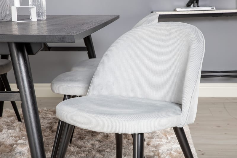 Zenazmi Matgrupp 195 cm inkl 6 Valeri Manchesterstolar - Svart/Grå - Möbler - Bord & matgrupp - Matgrupp