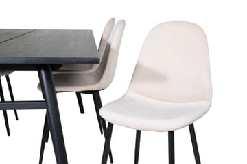 Zenazmi Matgrupp 195 cm inkl 6 Pontus Stolar - Svart/Beige - Möbler - Bord & matgrupp - Matgrupp