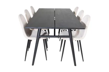 Zenazmi Matgrupp 195 cm inkl 6 Pontus Stolar - Svart/Beige - Möbler - Bord & matgrupp - Matgrupp