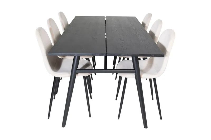 Zenazmi Matgrupp 195 cm inkl 6 Pontus Stolar - Svart/Beige - Möbler - Bord & matgrupp - Matgrupp