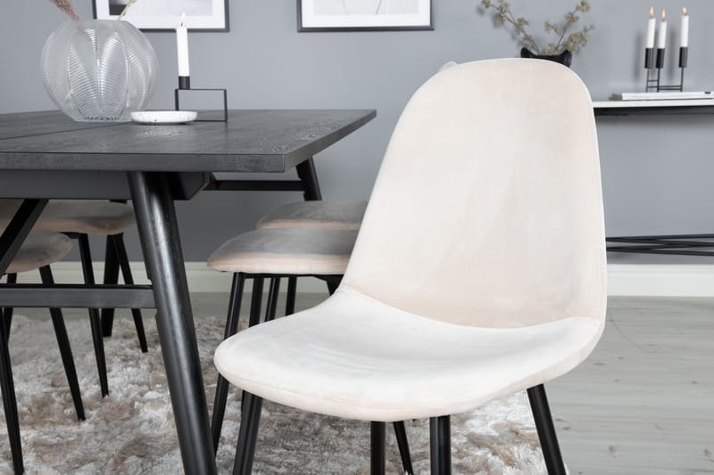 Zenazmi Matgrupp 195 cm inkl 6 Pontus Stolar - Svart/Beige - Möbler - Bord & matgrupp - Matgrupp