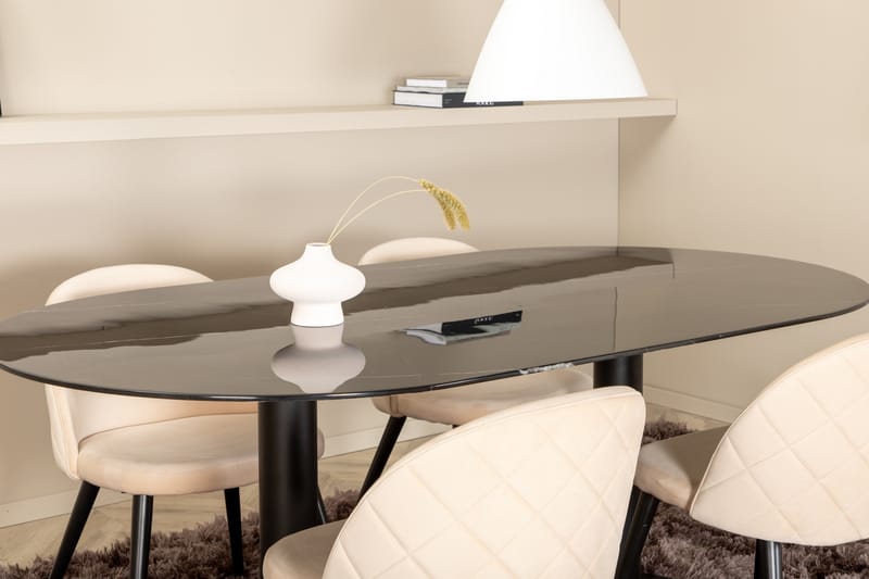 Matgrupp Pilis 180 cm Oval inkl 4 Vomeli Stolar - Svart - Matgrupp