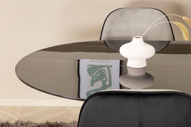 Matgrupp Pilis 180 cm Oval inkl 4 Emmen Stolar - Svart/Ljusgrå - Matgrupp