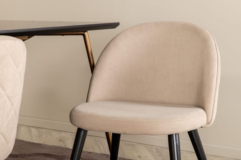 Matgrupp Pipaon 190 cm inkl 6 Vomeli Stolar - Svart/Koppar/Beige - Matgrupp