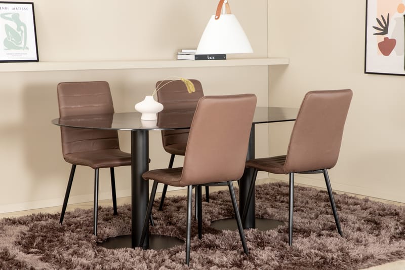 Matgrupp Pilis 180 cm Oval inkl 4 Donmon Stolar - Svart/Brun - Matgrupp