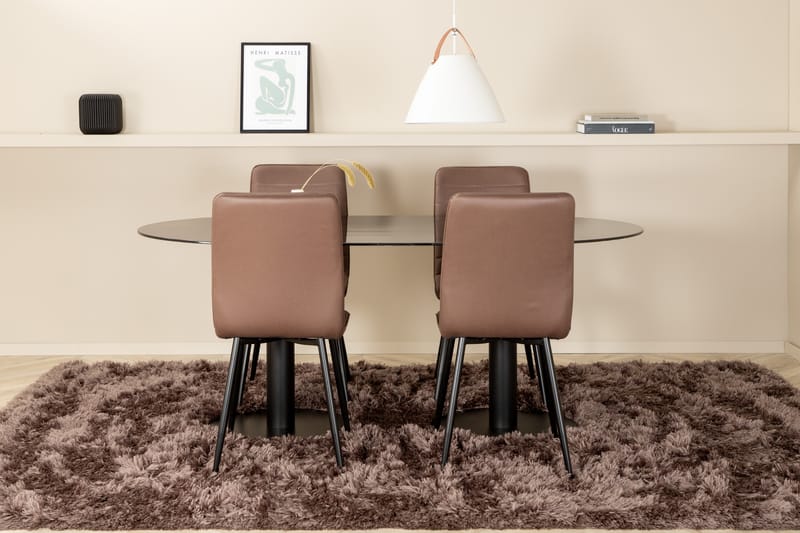 Matgrupp Pilis 180 cm Oval inkl 4 Donmon Stolar - Svart/Brun - Matgrupp
