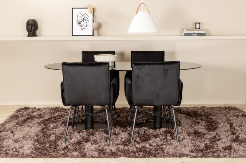 Matgrupp Pilis 180 cm Oval inkl 4 Pipaon Stolar - Svart - Matgrupp