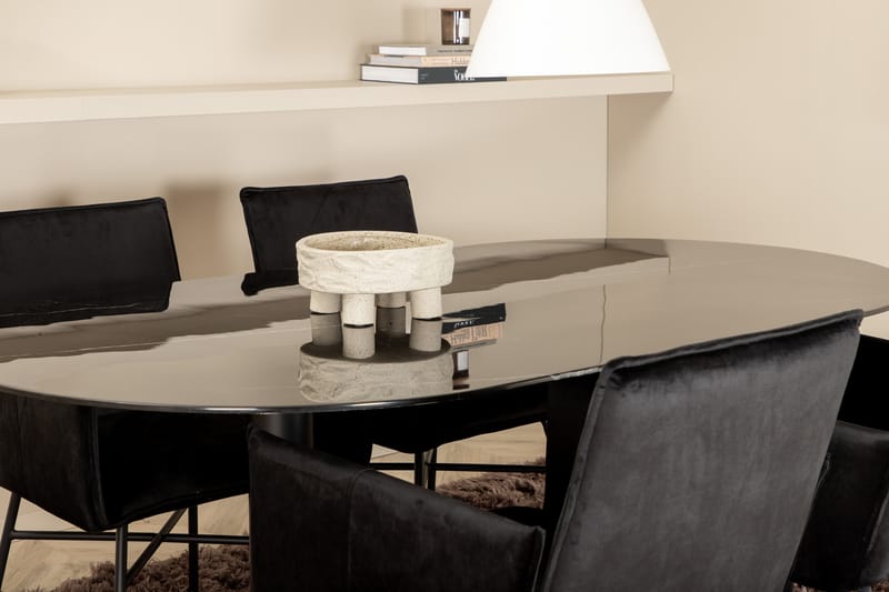 Matgrupp Pilis 180 cm Oval inkl 4 Pipaon Stolar - Svart - Matgrupp