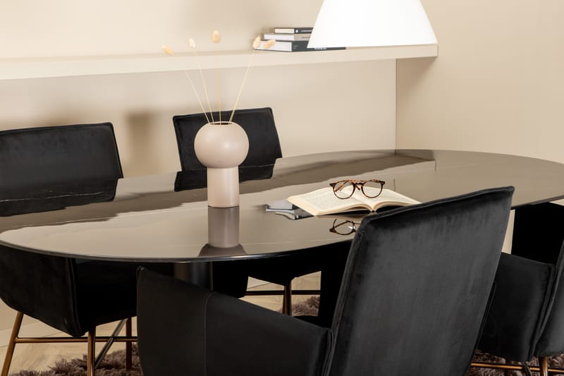Matgrupp Pilis 180 cm Oval inkl 4 Pipaon Stolar - Svart/Kopper - Matgrupp