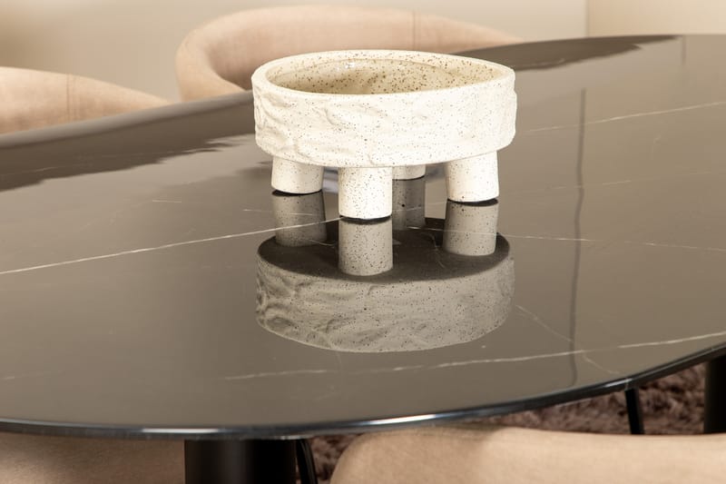 Matgupp Pilis 180 cm Oval inkl 4 Beraid Stolar - Marmor/Svart/Beige - Matgrupp
