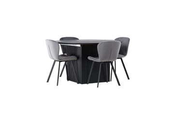 Matilda Matgrupp 130 cm Rund med 4 Lilja Stolar - Svart - Möbler - Bord & matgrupp - Matgrupp