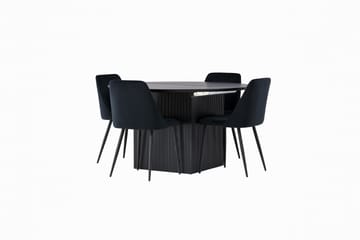 Matilda Matgrupp 130 cm Rund med 4 Night Stolar - Svart - Möbler - Bord & matgrupp - Matgrupp