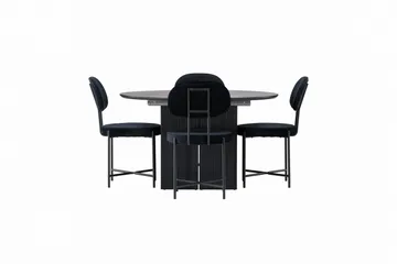 Matilda Matgrupp 130 cm Rund med 4 Stella Stolar - Svart - Möbler - Bord & matgrupp - Matgrupp