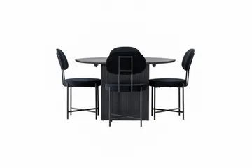 Matilda Matgrupp 130 cm Rund med 4 Stella Stolar - Svart - Möbler - Bord & matgrupp - Matgrupp