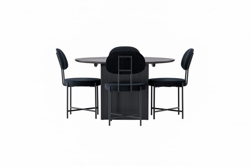 Matilda Matgrupp 130 cm Rund med 4 Stella Stolar - Svart - Möbler - Bord & matgrupp - Matgrupp