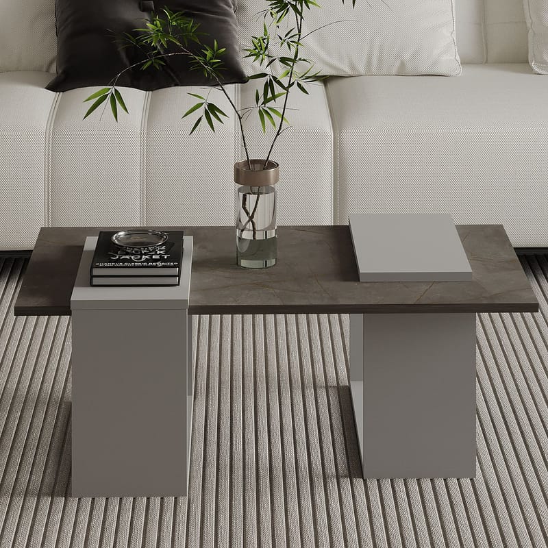 Matris Soffbord 90x37x46,6 cm - Gordion Marble och Grey - Möbler - Bord & matgrupp - Soffbord