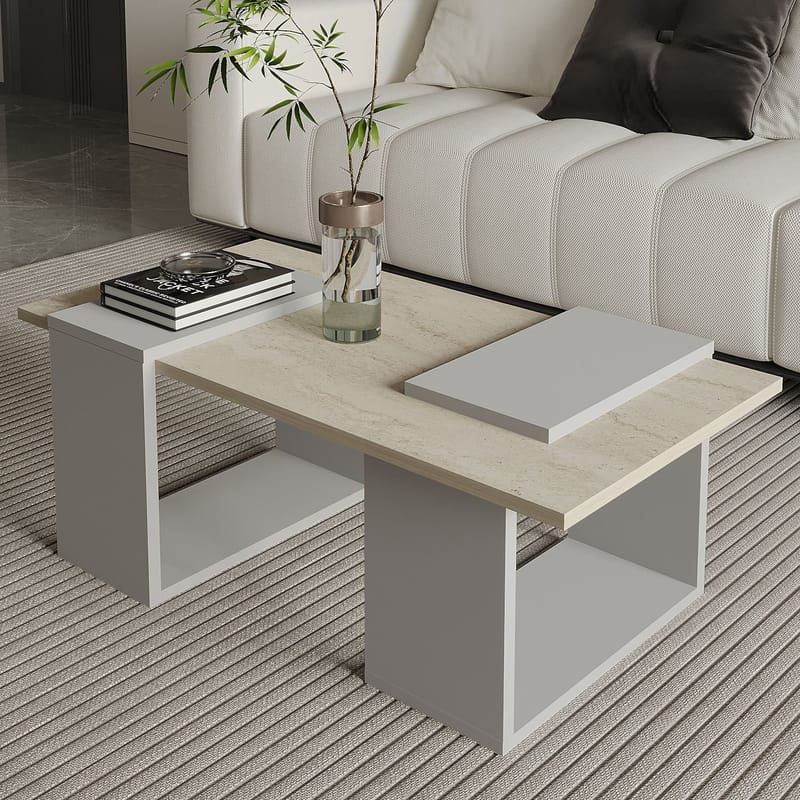 Matris Soffbord 90x37x46,6 cm - Grey och Travertine - Möbler - Bord & matgrupp - Soffbord