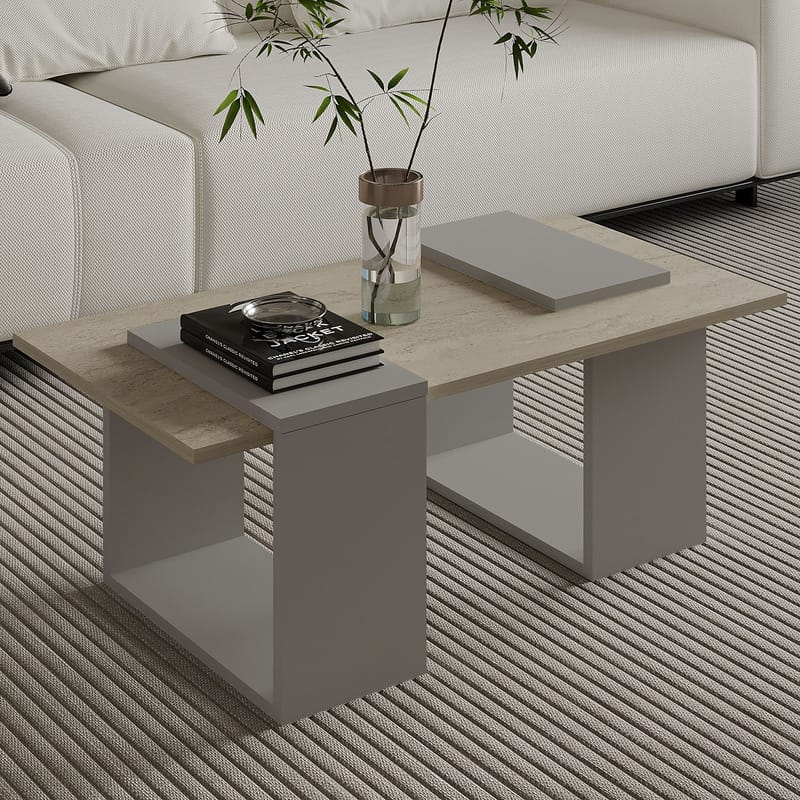 Matris Soffbord 90x37x46,6 cm - Grey och Travertine - Möbler - Bord & matgrupp - Soffbord