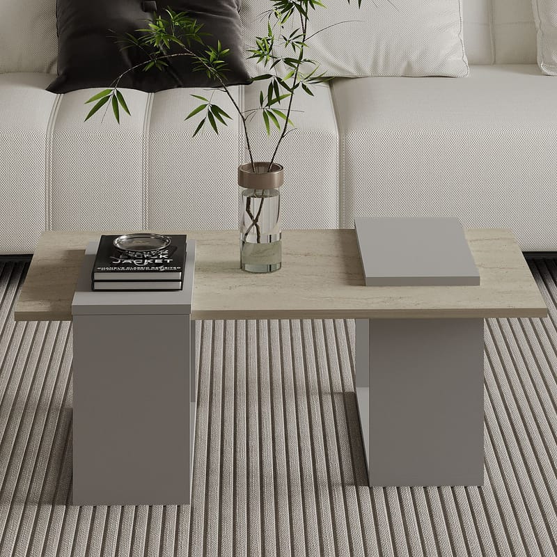 Matris Soffbord 90x37x46,6 cm - Grey och Travertine - Möbler - Bord & matgrupp - Soffbord