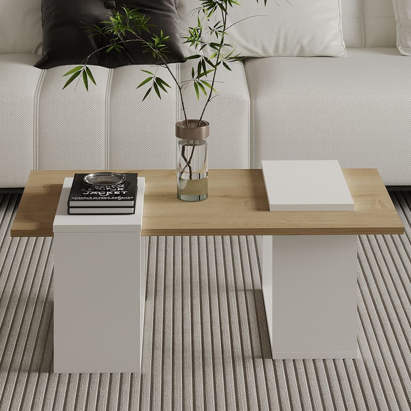 Matris Soffbord 90x37x46,6 cm - Vit och Sapphire Oak - Möbler - Bord & matgrupp - Soffbord