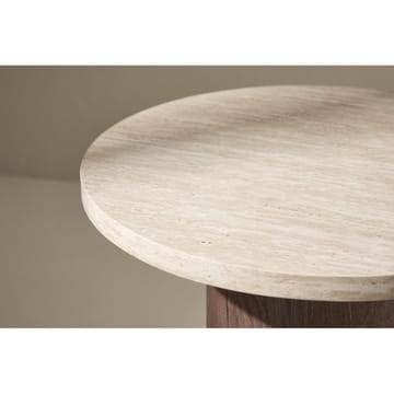 Megg 50 cm Runt Soffbord i Sten med Träunderrede - Beige - Möbler - Bord & matgrupp - Soffbord