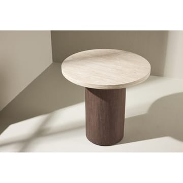 Megg 50 cm Runt Soffbord i Sten med Träunderrede - Beige - Möbler - Bord & matgrupp - Soffbord