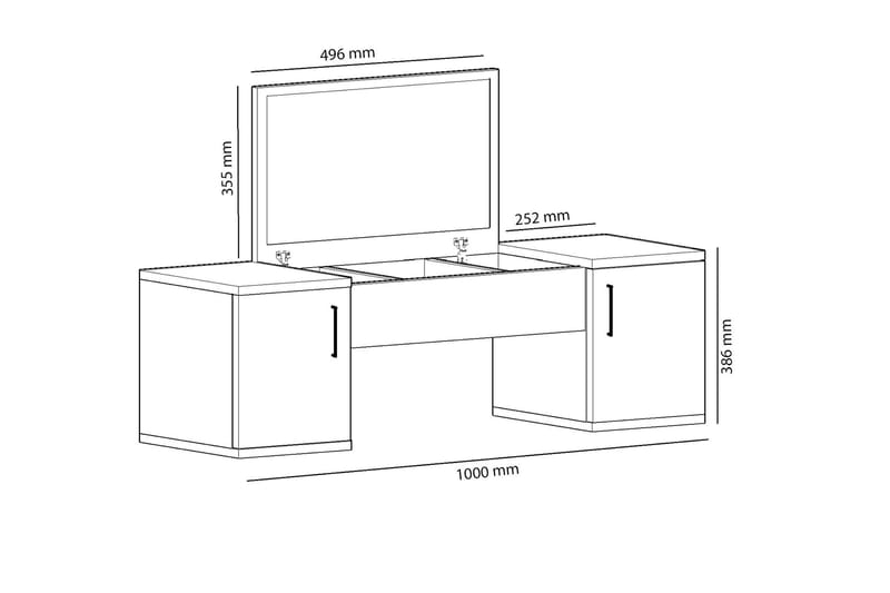 Mercan Sminkbord 100 cm - Ljusbrun/Antracit - Möbler - Bord & matgrupp - Sminkbord & toalettbord