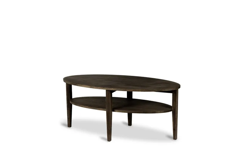 Milford Ovalt Soffbord 120x60 cm  i massivt trä - Mörkbrun - Möbler - Bord & matgrupp - Soffbord - Soffbord med förvaring