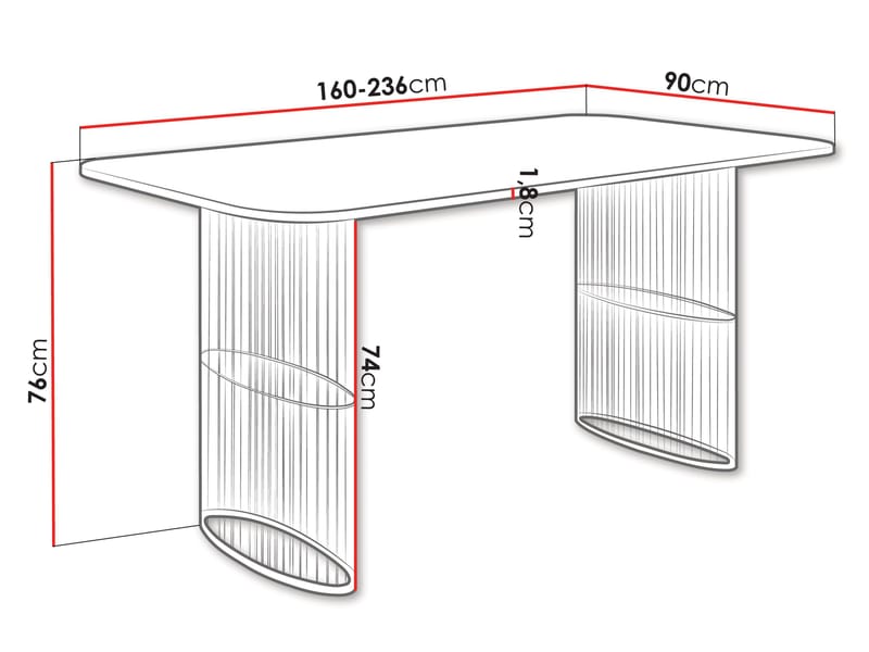 Mirion Matbord förlängningsbart 160-236 cm - beige / vit - Möbler - Bord & matgrupp - Matbord & k öksbord
