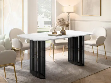 Mirion Matbord förlängningsbart 160-236 cm - svart / vit marmor - Möbler - Bord & matgrupp - Matbord & köksbord
