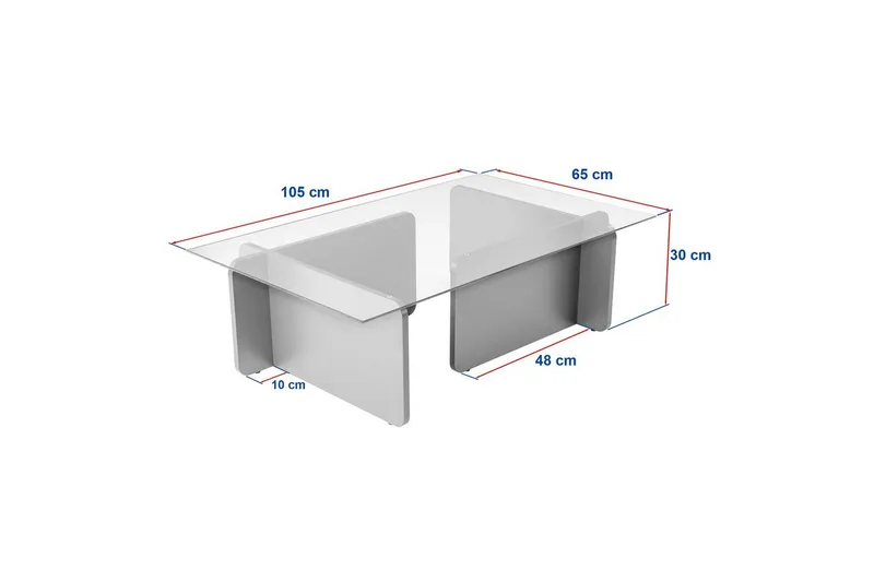 Mony Rektangulärt Soffbord 105 cm i Glas och Trä - Klar - Möbler - Bord & matgrupp - Soffbord