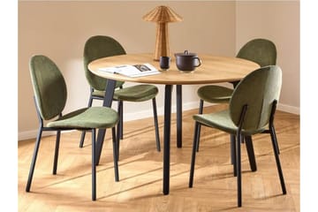 Motona Matgrupp Rund 120 cm + 4 st Toroni Matstolar - Svart/Grön - Möbler - Bord & matgrupp - Matgrupp