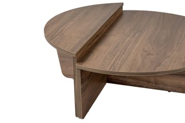 Mukund Ovalt Soffbord 90 cm med Tvådelad Skiva i Trä Valnöt - Brun - Möbler - Bord & matgrupp - Soffbord