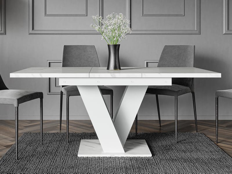 Nand Förlängningsbart Matbord 120-160 cm Rektangulär - Vit - Möbler - Bord & matgrupp - Matbord & köksbord