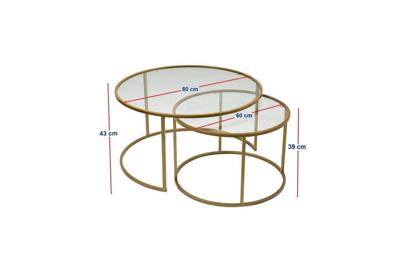 Naruram Soffbord 80 cm - Guld/Transparent - Möbler - Bord & matgrupp - Soffbord