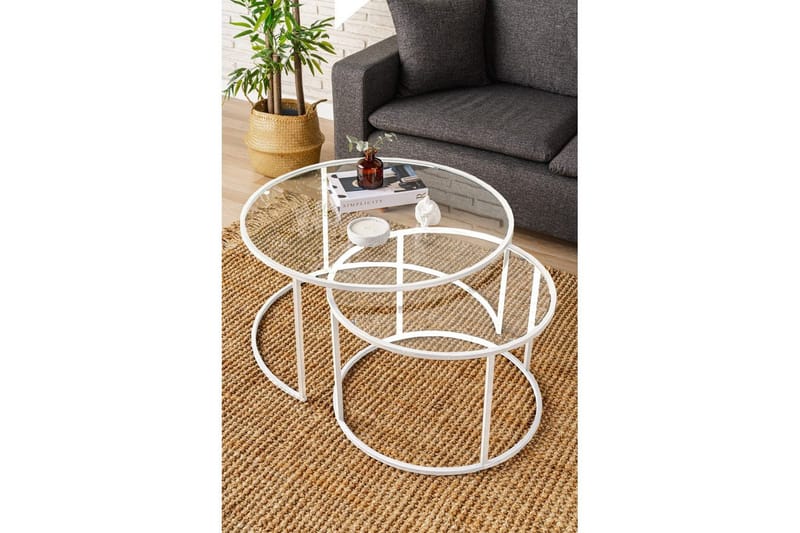 Naruram Soffbord 80 cm, Vit/Transparent