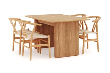 Navjot Matgrupp 140 cm med 4 Dastoori Matstol - Ek - Möbler - Bord & matgrupp - Matgrupp