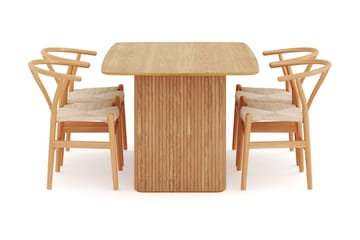 Navjot Matgrupp 140 cm med 4 Dastoori Matstol - Ek - Möbler - Bord & matgrupp - Matgrupp
