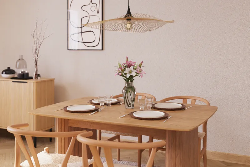 Navjot Matgrupp 140 cm med 4 Dastoori Matstol - Ek - Möbler - Bord & matgrupp - Matgrupp