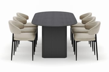 Neandir Ovalt Matbord 220 cm med 6 Sawako Stolar - Svart - Möbler - Bord & matgrupp - Matgrupp