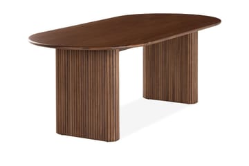 Neandir Ovalt Matbord 220 cm Valnöt +  8 st Naira stol grå med valnöt ben - Brun/Grå - Möbler - Bord & matgrupp - Matgrupp