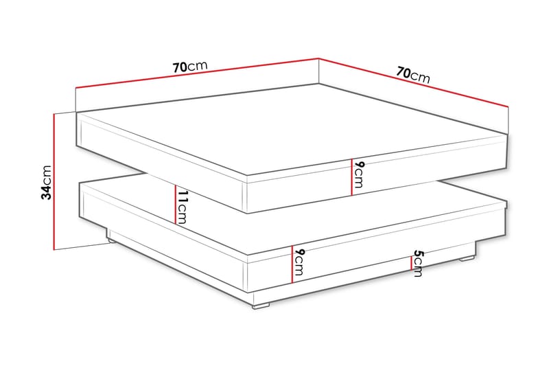 Nenani 70 cm Kvadratiskt Soffbord med Vridbar Tvådelad Bordsskiva i Trä - Beige - Möbler - Bord & matgrupp - Soffbord