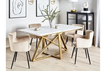 Nettuno Matbord Förlängningsbart 160-200x90 cm - Vit/Guld - Möbler - Bord & matgrupp - Matbord & köksbord