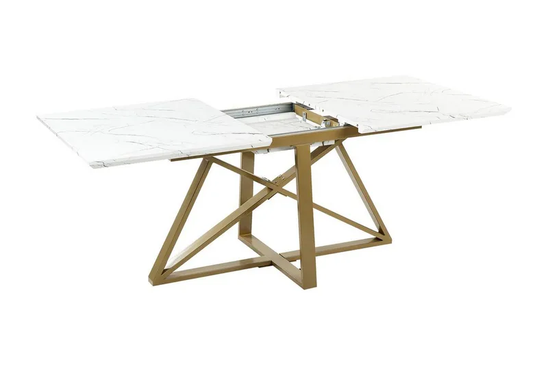 Nettuno Matbord Förlängningsbart 160-200x90 cm - Vit/Guld - Möbler - Bord & matgrupp - Matbord & köksbord