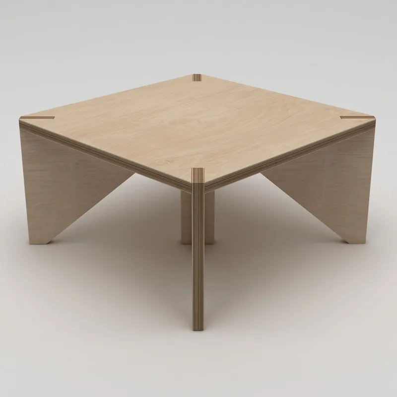 Nirena Litet Kvadratiskt Soffbord 75 cm i Björk, Beige