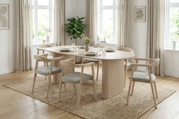 Noira Förlängningsbart Matbord 160/220x100 cm Fanér - Vitlaserad - Möbler - Bord & matgrupp - Matbord & köksbord