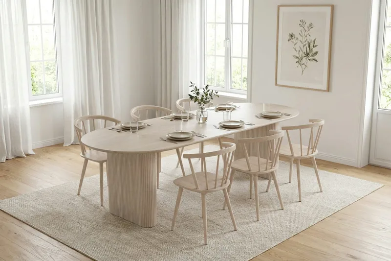 Noira Förlängningsbart Matbord 220/320x100 cm Fanér - Vitlaserad - Möbler - Bord & matgrupp - Matbord & köksbord